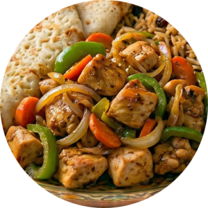 Chicken Stir Fry Suqaar at Bellina Restaurant - Authentic Somali East African Cuisine in York, Toronto.