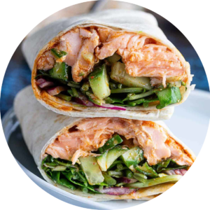 Salmon Wrap at Bellina Restaurant - Authentic Somali East African Cuisine in York, Toronto.